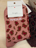 Chaussettes pailletée slogan Amour