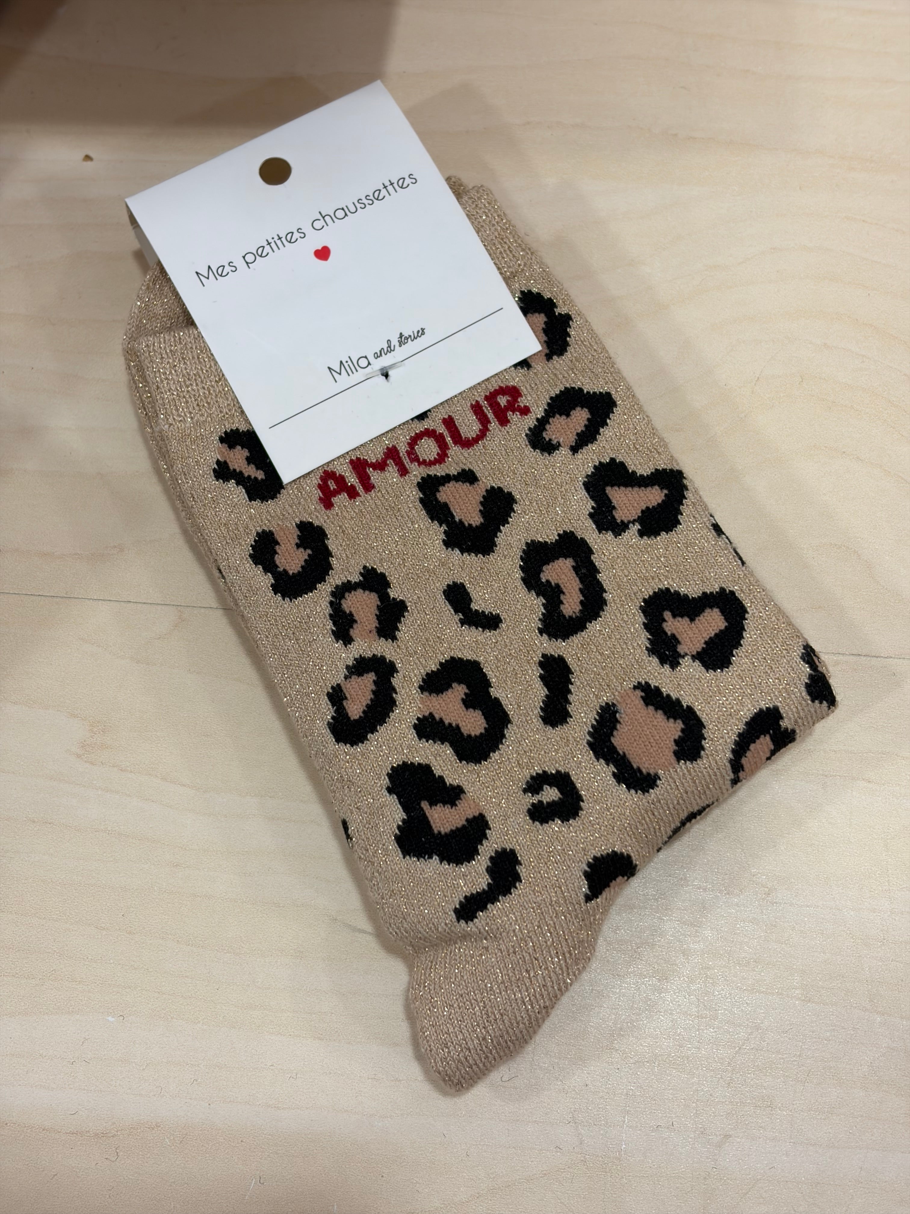 Chaussettes pailletée slogan Amour