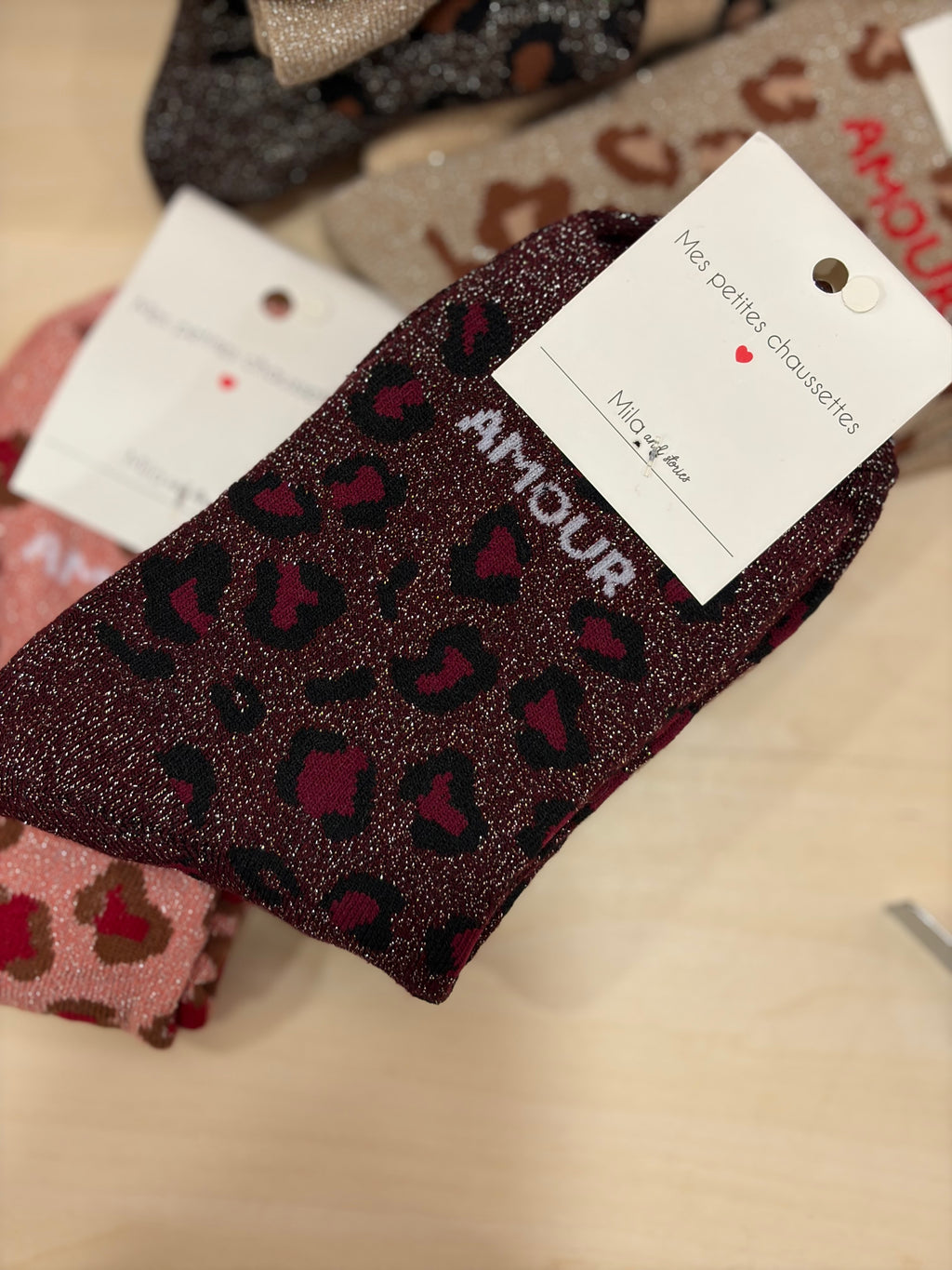 Chaussettes pailletée slogan Amour