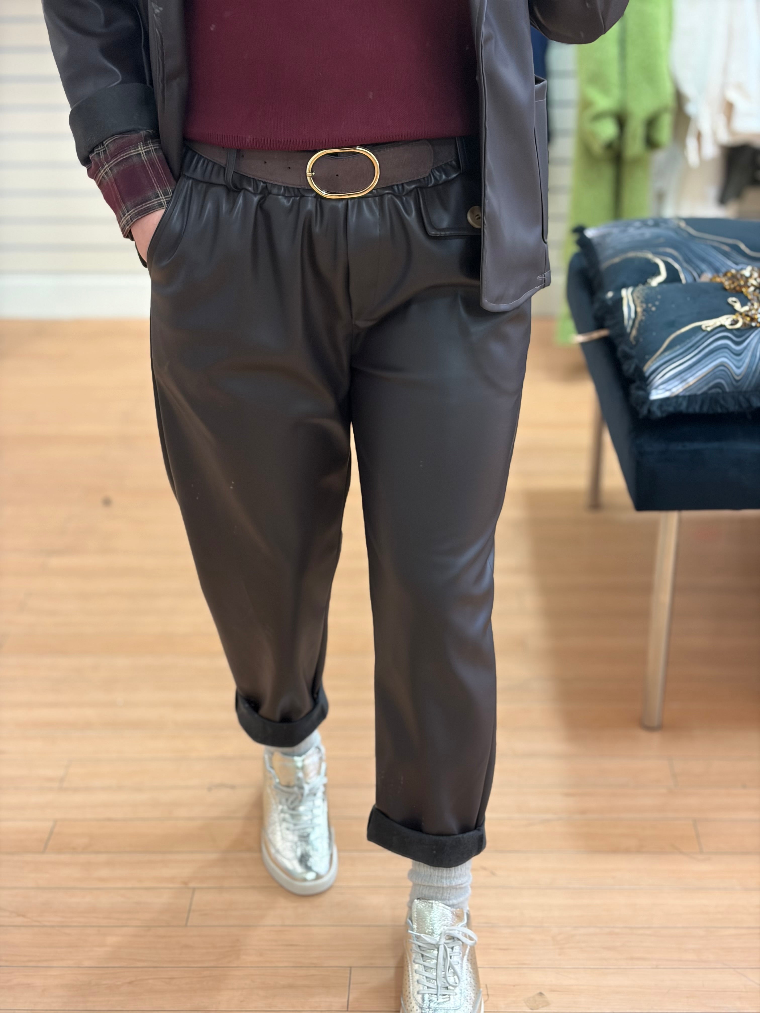 Pantalon Simili cuir ceinture