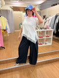 T-shirt asymétrique dentelle